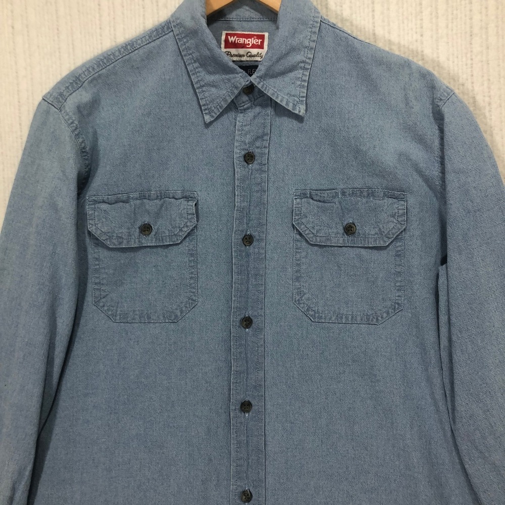 Wrangler Denim Shirt Comfort Flex Button Up Long Sleeve Men's Size‎ Small